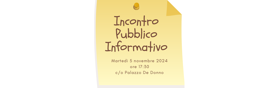 Incontro Informativo: Facciamo il PUNTO! Martedì 5 novembre ore 17:30 a Palazzo De Donno