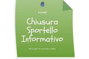 Chiusura straordinaria Sportello Fisico "Front Office" di via Rossini 22